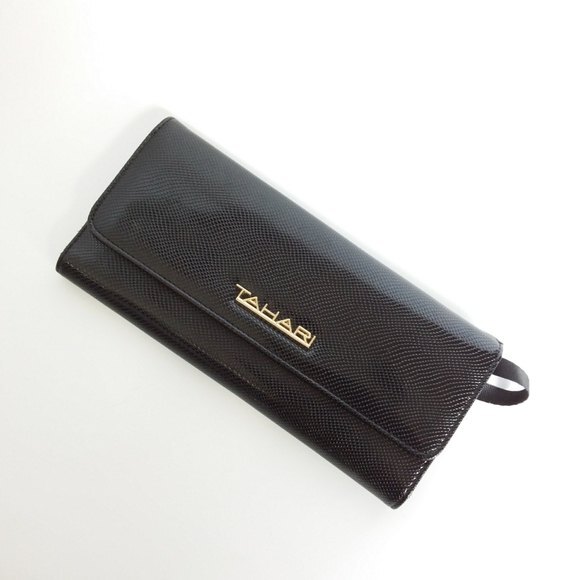 New Tahari | Black Textured Tri-Fold Wallet - Picture 6 of 9